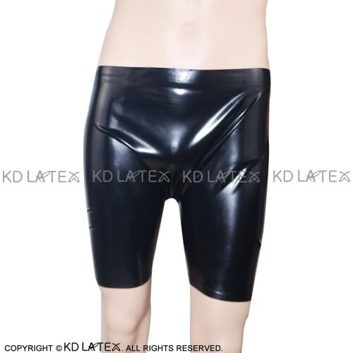 Black Sexy Latex Long Leg Boxer Shorts Rubber Boyshorts Underpants Underwear Pants DK-0009