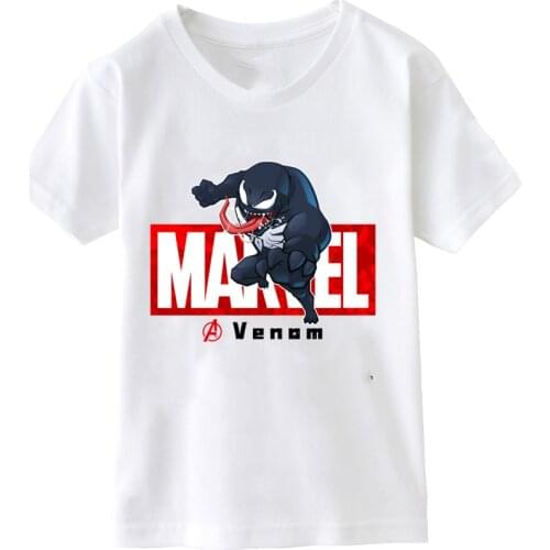 Venom Marvel The Avengers Childrens T-shirt Boys and Girls Printed Graphic Cute Short Sleeve Boutique Childrens Clothing