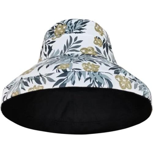 Double-sided Flower Beach Beach Sun Protection Big Brim Sunshade Hat Basin Hat Shows Face Small Bucket Hat