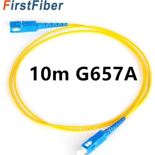 FirstFiber 10m SC UPC to SC UPC G657A Fiber Patch Cable, Jumper, Patch Cord Simplex 2.0mm SC PC TO SC PC PVC SM Bend Insensitive
