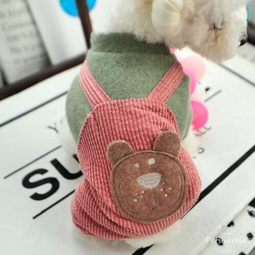 Fleece Thick Pink Dog Parkas Winter Pet Bichon Shih Tzu Pet Jumpsuit For Drop Shipping Animal Cartoon Cute Clothing With Pants