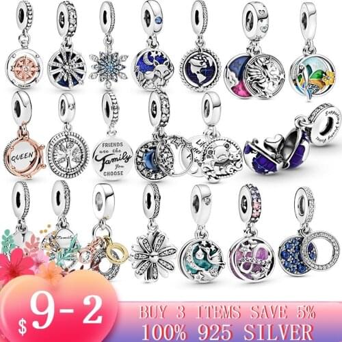 Hot Sale 925 Sterling Silver Stork & Twinkling Stars Dangle Charm fit Original Pandora Charm Bracelet S925 Silver Jewelry Gift