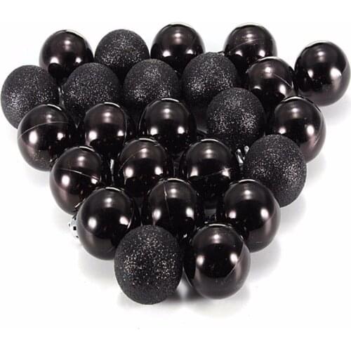 JX-LCLYL 24Pcs Christmas Baubles Tree Plain Glitter XMAS Ornament Ball Decoration Black