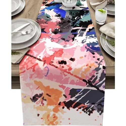 Oil Painting Graffiti Art Table Runner Home Dining Table Decor Placemat Hotel Wedding Table Decor Tablecloth
