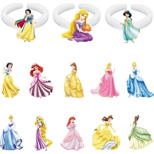 Disney Bright Princesses And Fairies Ariel Belle Jasmine Anime Ring White Ring Resin Acrylic Ring Party Accessories Ring XDS142