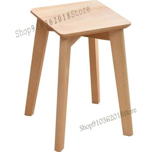 Creative Small Stool Solid Wood Living Room Dining Stool Household Stool Square Stool Dressing Stool Makeup Stool Beech Wood Sto