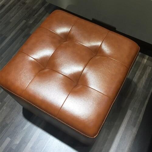 Leather Living Room Sofa Square Footstool for Hallway Porch Hotel Office Shoe Changing Stool Home Furniture Coffee Shop Ottomans