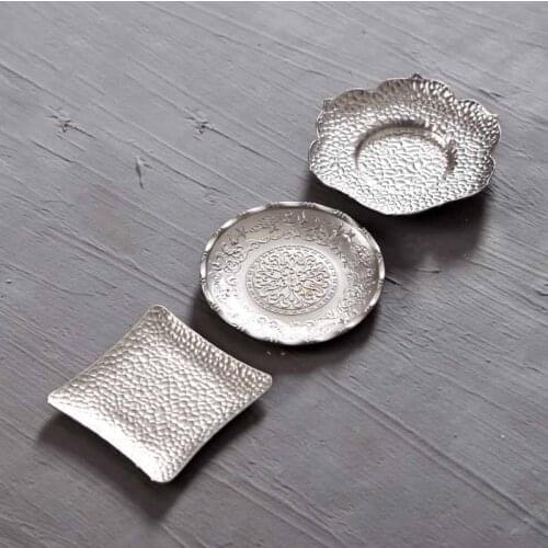 Creative handmade tea coaster Tea tray vintage alloy insulation pad Japanese Kung Fu tea accessories
