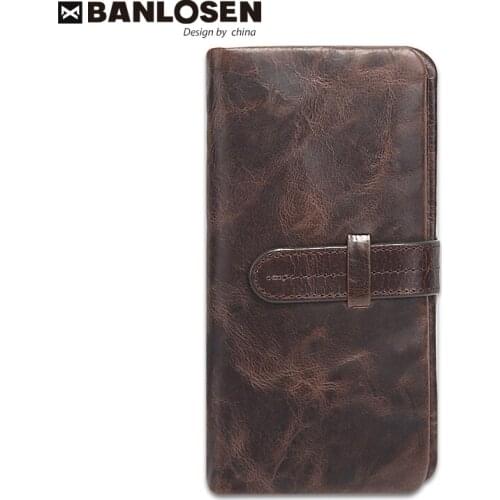 Genuine Leather Men Wallet Real Handmade Coin Card Pocket Holder High quality Long Clutch Wallets Male Purse YS1285