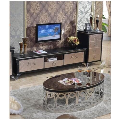 Stainless steel, marble oval table