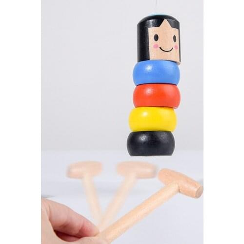 New 1set Immortal Daruma Tumbler Magic Stubborn Wood Man Toy Magic Tricks Close-up Stage Magic Toys