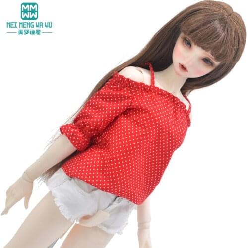 58-60cm 1/3 BJD Doll Clothes Fashion DD SD Dolls Toys Ball Jointed Doll Fashion polka dot shirt red, yellow Girls gift