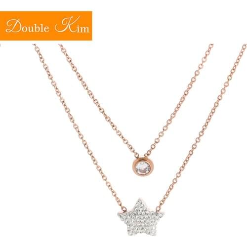 Small Star Zircon Pendant Necklace Titanium Steel Chain Necklace Inlaid Natural Zircon Fashion Trendy Women Jewelry Gift