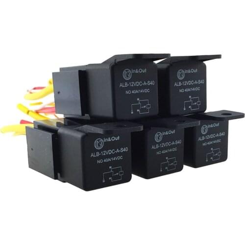 5 pcs Car Auto 4 Pin 12v-24V 40A Relay with Style Relay Harness Socket car relays