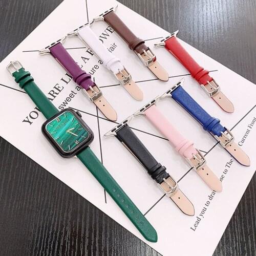 Genuine Leather Loop Strap for Apple Watch iWatch Series SE 6 5 4 3 2 1 Band 44mm 40mm 42mm 38mm Women Girls Slim Wrist Bracelet