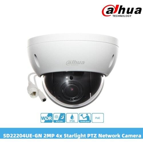 Dahua SD22204UE-GN 2MP 4x Starlight PTZ Speed Dome Network Camera 1080P Support Poe IP66 IK10