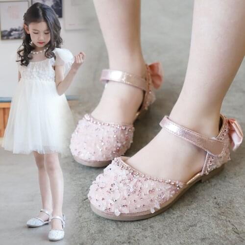 Children Shoes Girls Princess Sweet Chic Dress Shoes Wedding Party Performing Flats For Toddlers Big Girl 1-10 Years Old Kids