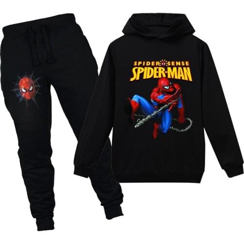 Spring Summer Disney Children Clothing Sets Spiderman Cartoon Sweatshirt+Pants 2 Pcs Clothes Kids Boys Sportswear Outfits Suits