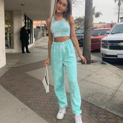2020 Spring Fall Womens Printing Dyeing Home Pajamas Suit Leisure Tops Two Piece Set Lounge Wear Tracksuit Sweatsuit for Women