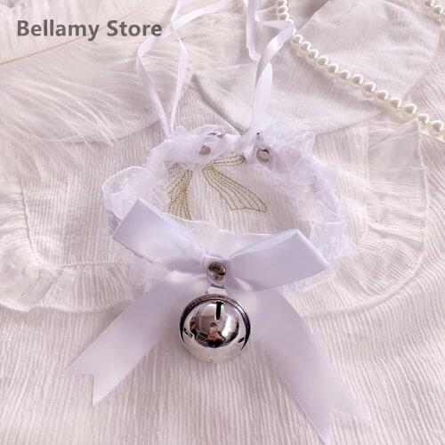 Hand made Japanese soft MOE girl bell bow choker