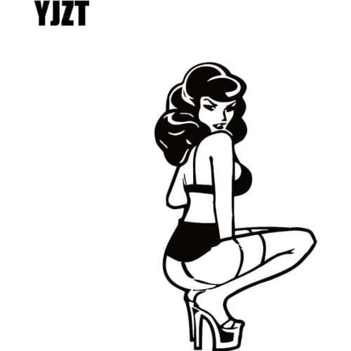 YJZT 7.9*14CM Provocatively Sexy Hot Girl Fashion Cool Style Car Sticker Black/Silver Vinyl Decal Silhoutte Design C20-0995