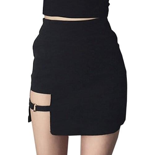 Sexy Womens Skirts Mini Asymmetrical Saias Black High waist Female Jupe 2019 Design Faldas Female Personality Party Skirt