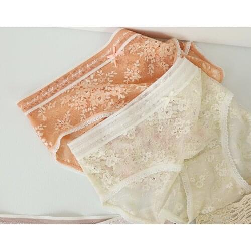 Super Sweet lace Seamless Panties women spring sexy Hollow out Mid-rise briefs lingerie women Panties N693