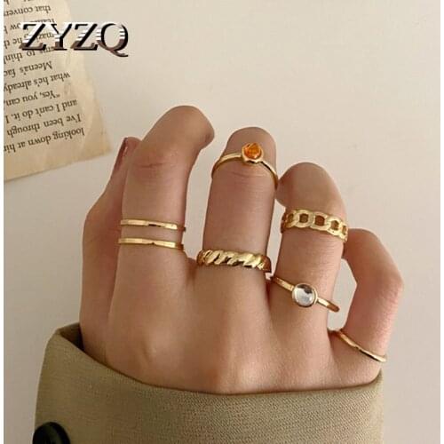 ZYZQ New Bohemian Round Twist Weave Ring Set for Women Fashion Vintage Jewelry Elegant Knuckle Finger Rings 2021