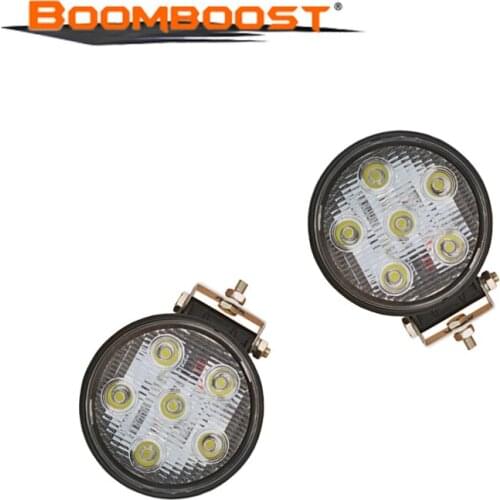 2PCS 24V Round Work Light White Metal Waterproof 18W 6LED Spot/Flood Beam For ATV Vehicle Truck 4x4 Offroad Motorcycle Tractor
