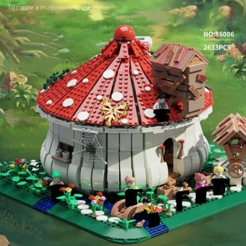2633PCS+ Cartoon Mushroom House Building Blocks DIY Architecture Bricks Model Toys For Kids Birthday Christmas Gift 86006