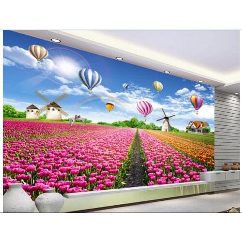 3d wallpaper custom photo non-woven mural The tulip flowers rural balloon decoration painting living room wallpaper for walls 3d