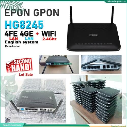 5pieces a Lot Refurbished EPON GPON ONU HG8245 4FE 4GE + 2.4 WIFI Terminal Secondhand Modem Router ONT English Version with Wifi