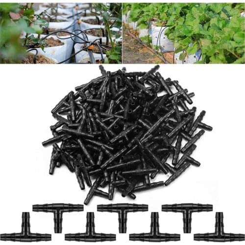 50PCS Plastic Barbed 3-Way TEE Connector for 4/7mm Tubing Watering Pipe Hose Couplings Micro Drip Irrigation Garden Tools