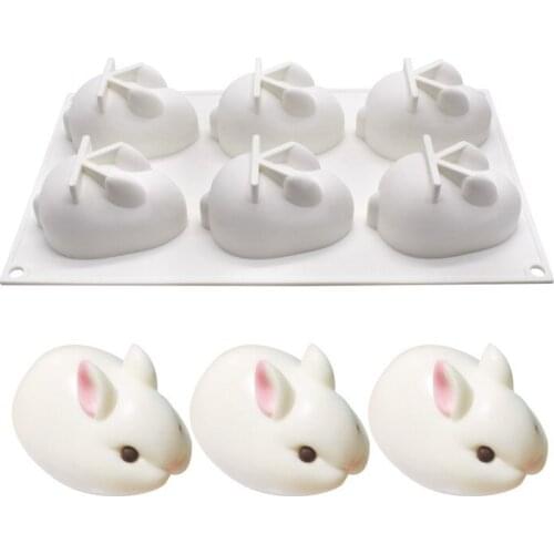 6even D Rabbit Easter Bunny Silicone Mold Mousse Dessert Mold Cake Decorating Tools Jelly Baking Candy Chocolate Ice Cream Mould