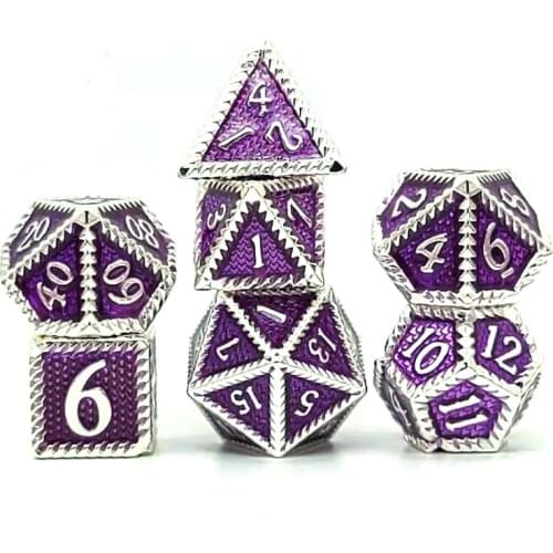7Pcs Metal Dice Multi-faceted Dice Different Sizes Digital Number Dice with Box For Kid Educational Toys DIY Board Games