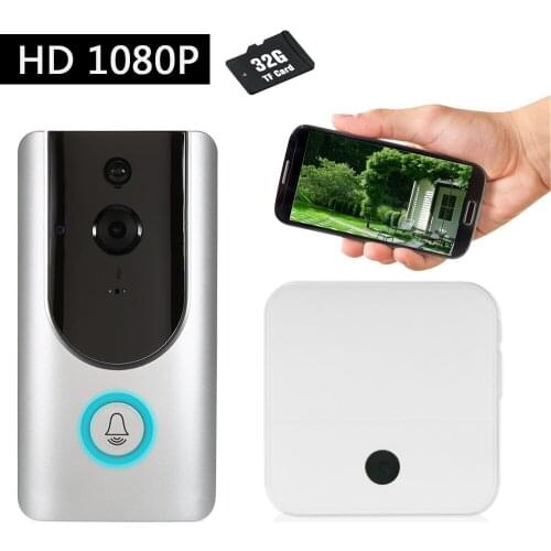 1080P WiFi Wireless Security Doorbell with 8G TF Card Smart Visual Intercom Recording Video Door Phone +Wireless Doorbell Chime