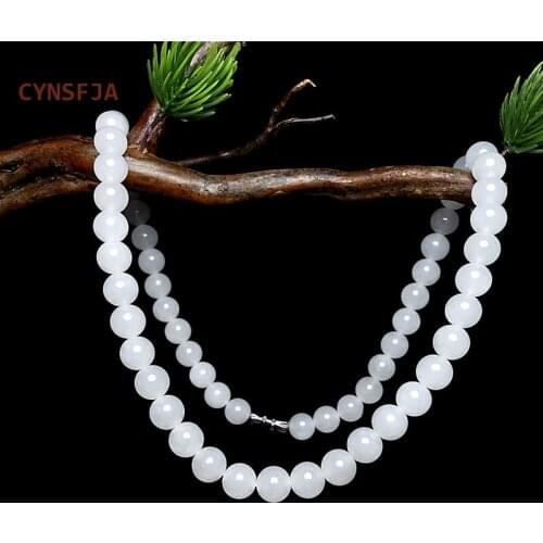 CYNSFJA Real Rare Certified Natural Bead Jade Necklaces Women Amulets Hetian Jade Nephrite High Quality Elegant Birthday Gifts