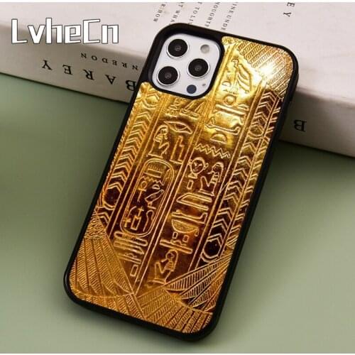 LvheCn Egyptian Hieroglyphics Symbols Phone Case Cover For iPhone 5 SE 2020 6s 7 8 Plus 11 12 Pro X XR XS Max Samsung S8 S9 S10