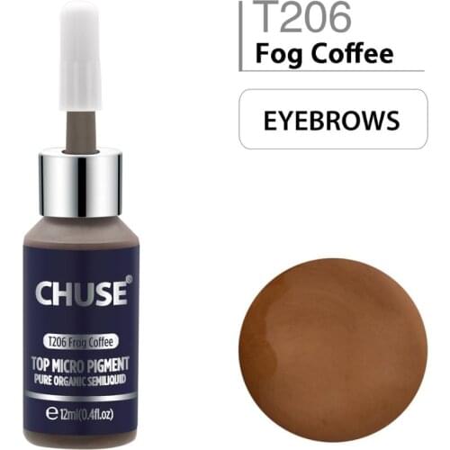 CHUSE T206 Microblading Micro Pigment Permanent Makeup Tattoo Ink Cosmetic Color Passed SGS,DermaTest 12ml Fog Coffee