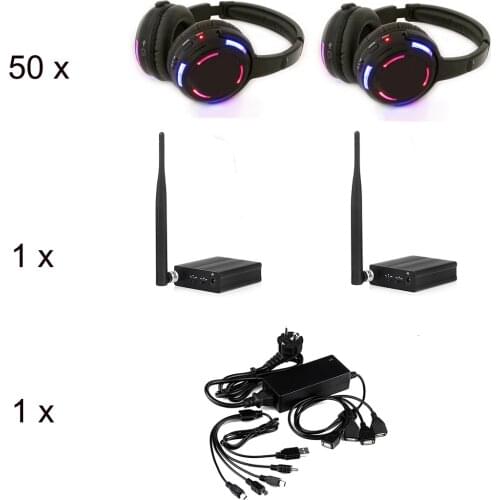 Cheap sell!!! 915MHZ only Silent Disco 50 LED Headphones with 2 transmitters- ship from USA