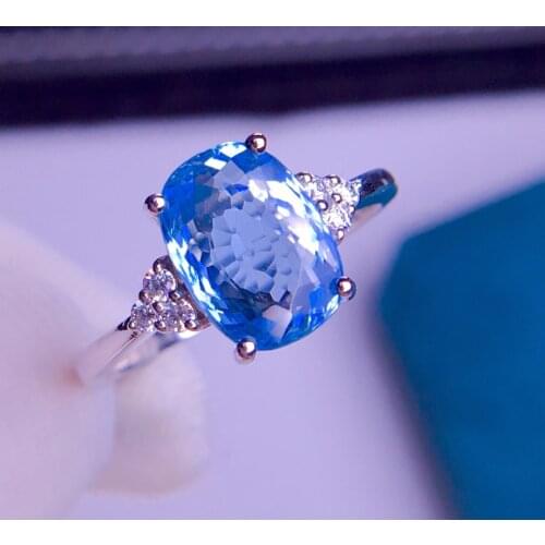 E417 Aquamarine Ring Fine Jewelry Pure 18K Gold Natural 2.3ct Blue Aquamarine Gemstones Fine Rings