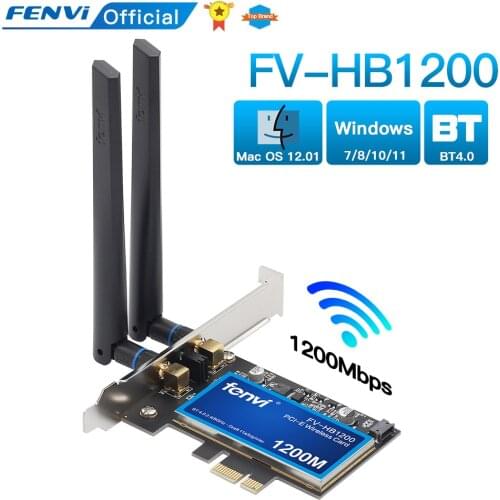 FV-HB1200 Desktop Mac OS Hackintosh Wifi Dual band 1200Mbps Wi-Fi BT 4.0 PCI-E Wireless Adapter 802.11ac Wlan Card macOS Big Sur