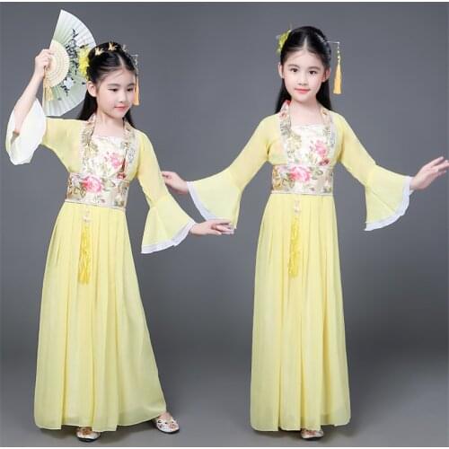 Hanfu Traditional Chinese Costume for Kids Women Girl Fairy Outfits Folk Dress Ancient Dance Costume Children Tang Suit Stage
