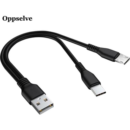 0.25m 1m 2-in-1 Data Cable Type C Micro Fast Charging Cable Y Splitter Data Charging Cable for Samsung Huawei Xiaomi Wire Cords