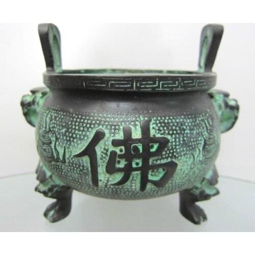 Chinese bronze pot Incense Burners Dragon head Buddha Ming Dynasty old