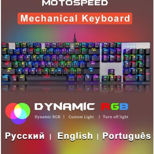 Motospeed Gaming Mechanical Keyboard Red Switch Russian USB Wired RGB Backlit For PC Laptop Computer