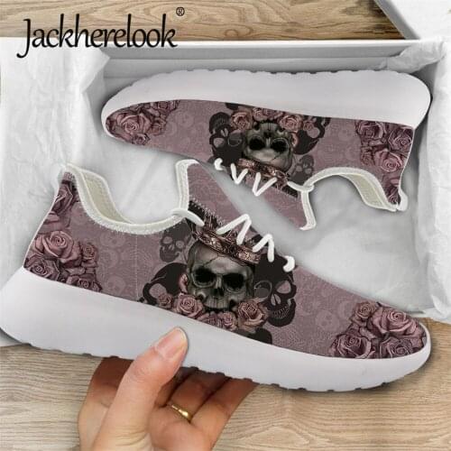 Jackherelook Sugar Skull Print Spring Summer Knitted Breathable Casual Shoes Women Sneakers Leisure Shoes Women Vulcanize Shoes