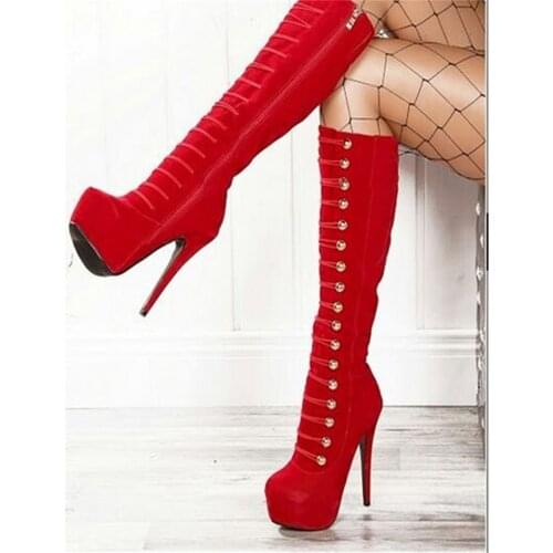 Free fashion temperament paragraph (purple) suede, decorative buckle, zipper, 15 cm high-heeled boots. Size: 35-43