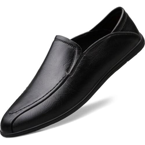 New Genuine Leather Mens Shoes Casual Luxury Brand 2020 Men Loafers Moccasins Breathable Slip on Male Boat Shoes