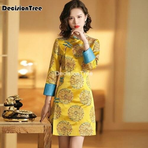 2021 novelty lace cheongsam dress vintage chinese qipao womens party dresses retro lady vestidos ladies vintage cheongsam dress
